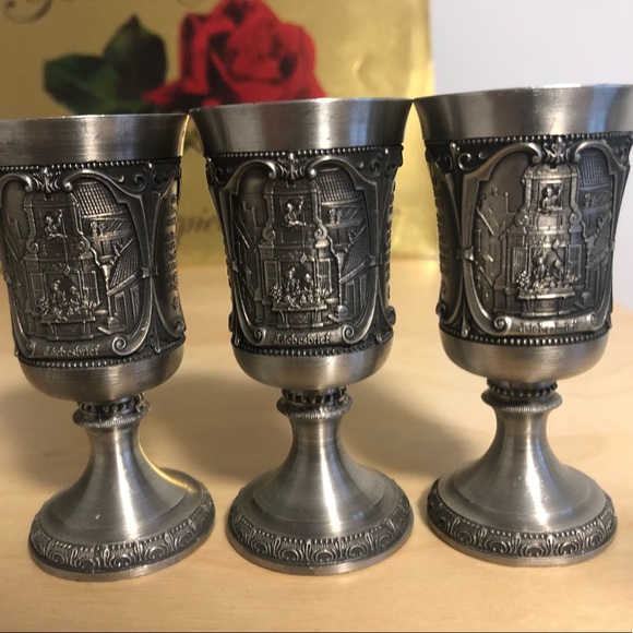 WMF Zinn Pewter shot cups/chalice/goblet. Memorial of Carl Spitzweg (1808-1885). - Picture 3 of 6
